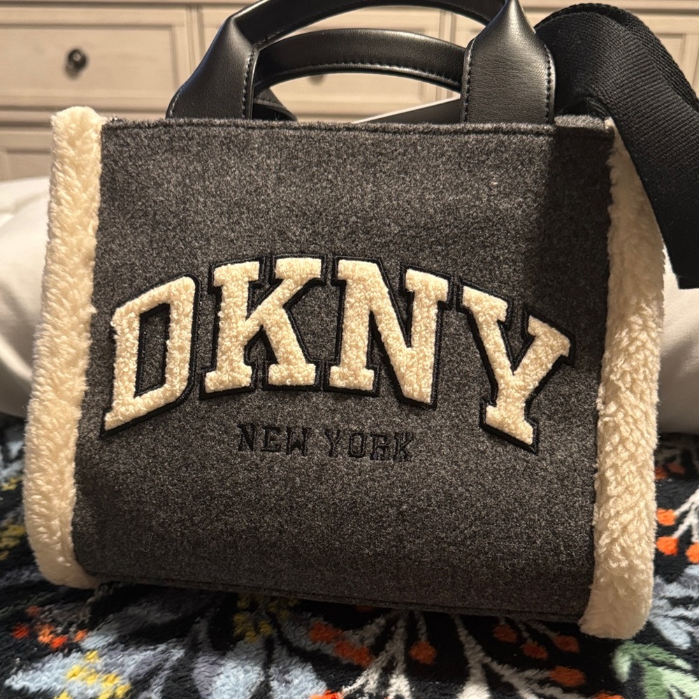DKNY Black and Cream Logo Tote